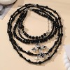 Gothic Cross Choker Necklace - Layered Black Bead Chain, Unisex Grunge Gift for Halloween - 2 of 4
