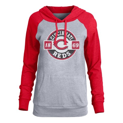Mlb Cincinnati Reds Women's Lightweight Bi-blend Hooded T-shirt - L : Target