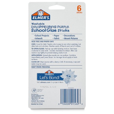 Elmer&#39;s 6pk Washable School Glue Sticks - Disappearing Purple