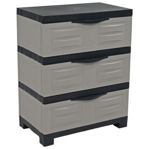 Sunnydaze Heavy-Duty Plastic 3-Drawer Storage Cabinet Organizer - 29.5" - 1 of 4