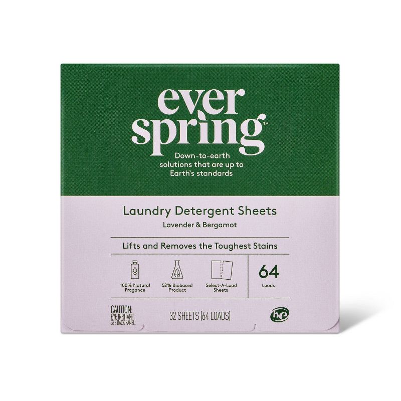 Lavender &#38; Bergamot Laundry Detergent Sheets - 64 Loads - Everspring&#8482;, 1 of 5