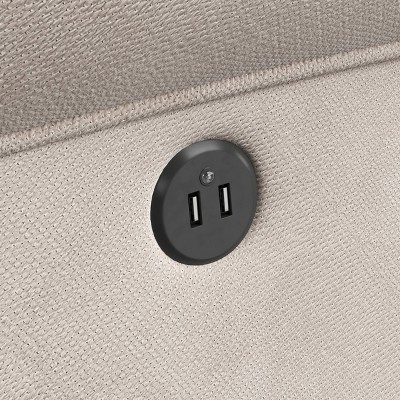 Ivory Swivel Recliner with Metal Base and USB Ports