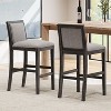 Sapphtopaz Modern Bar Stools Set of 2, Upholstery High Chair with Wood Legs, Dining Chairs with Mid Back, Barstools for Kitchen Island - 2 of 4