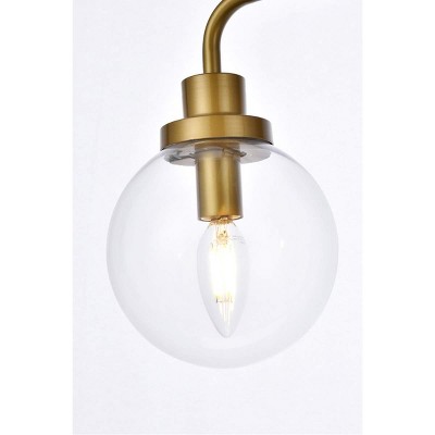 Elegant Hanson Brass 2-Light Bath Sconce with Clear Round Shade