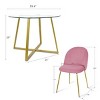 Hana+Nano 5-Piece Round-Shaped Dining Table Set With 4 Tufted Velvet Upholstered Chairs Gold Legs -Maison Boucle - 4 of 4