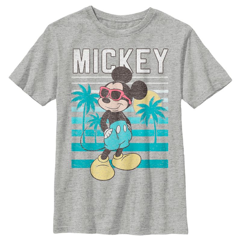 Boy's Mickey & Friends Distressed Palm Tree Scene Mickey T-Shirt, 1 of 6