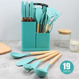 19-Piece Cooking Tools and Knives Set, Kitchen Utensils Set, Non-Scratch, Heat-Resistant（Green） - 1 of 4