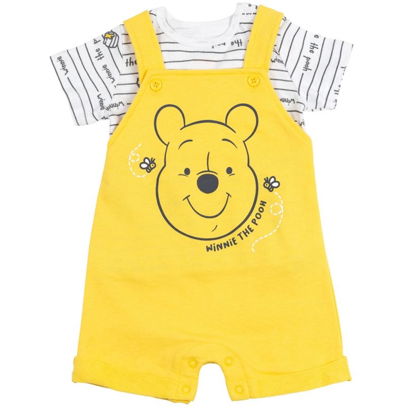 Disney Tigger Winnie the Pooh Baby French Terry Short Overalls T-Shirt and Hat 3 Piece Outfit Set Newborn to Infant, 3 of 8