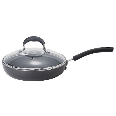 T-fal Dishwasher Safe Cookware Fry Pan with Lid Hard Anodized Titanium  Nonstick, 12-Inch, Black