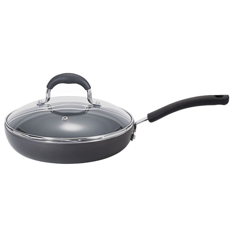 T-fal 10&#34; Deep Frying Pan, Ultimate Hard Anodized Nonstick Cookware Gray, 1 of 9