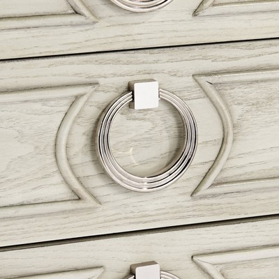 White Wood and Chrome 3-Drawer Accent Table with Storage