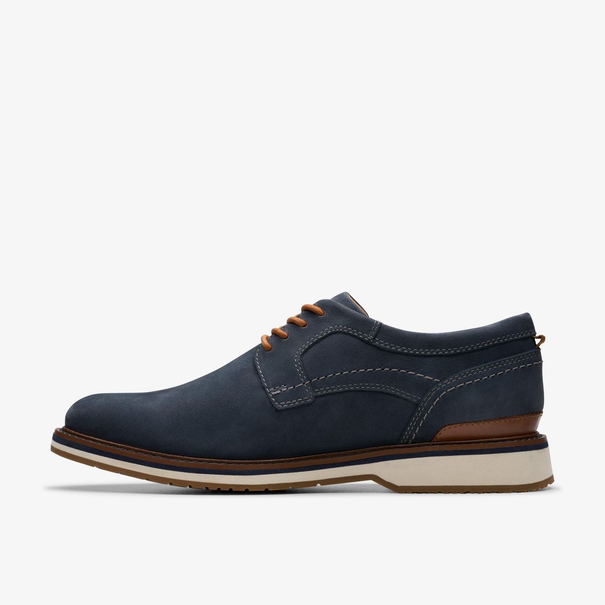 Clarks Mens Monahan Plain Navy Nubuck Shoes - thumbnail 2