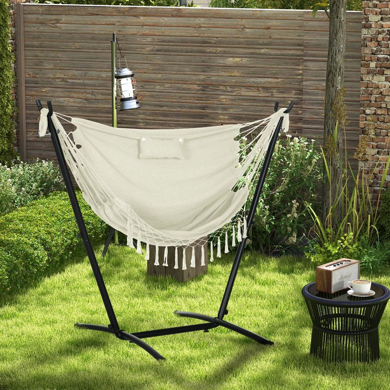 Outsunny Hammock Chair w/ Stand, Hammock Swing w/ Phone Holder, 3 of 7
