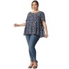 Agnes Orinda Women's Plus Size Polka Dots Casual Round Neck Flutter Sleeve Peplum Babydoll Blouses - 3 of 4