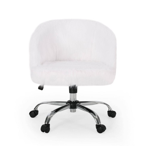 Syosset Modern Glam Swivel Office Chair White Silver Christopher Knight Home