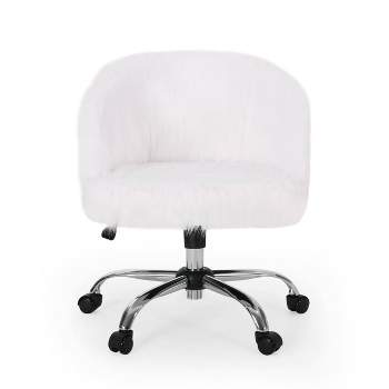Syosset Modern Glam Swivel Office Chair White/Silver - Christopher Knight Home