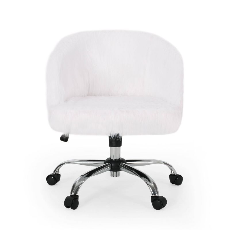 Syosset Modern Glam Swivel Office Chair White/Silver - Christopher Knight Home, 1 of 13