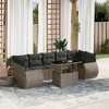 vidaXL Patio Sofa Set with Cushions Outdoor Furniture 8 Piece Poly Rattan - Gray without storage - 2 of 4