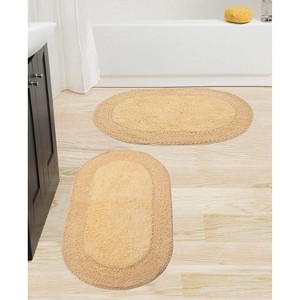 Double Ruffle Bathroom Rugs Set, Washable Rug, Extra Soft and Absorbent bath Rug, Kitchen Mat, Bath Mat Set,Non-Slip, 2 Pcs Set(M+L), Butter - 1 of 4