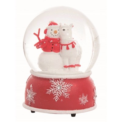 Transpac Resin Red Christmas Bright Snowman Snow Globe