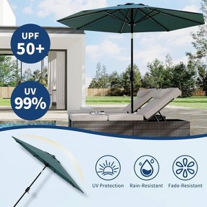 10Ft Patio Umbrella - 8 Sturdy Ribs Outdoor Table Umbrella with Crank Lift & Push Button Tilt - 1 of 4