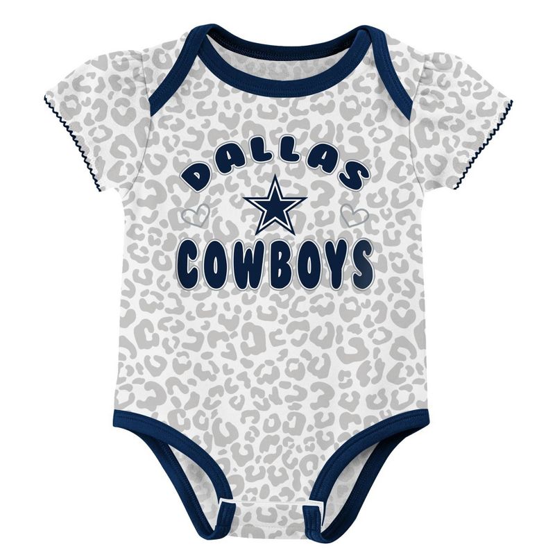 NFL Dallas Cowboys Baby Girls&#39; 3pk Onesies, 2 of 5