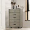 32" Wood Chest with 5 dressers and Center Metal Glider, Modern Sleek Design, Weathered Gray Finish - 4 of 4