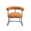 CAVINAS Boucle Dining Chairs Set of 2, Round Upholstered Kitchen Chairs with Half-Moon Backrest, Black Metal Legs - 3 of 4