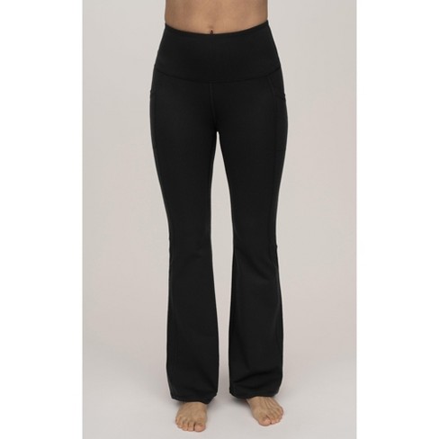 Yogalicious Womens Lux Tribeca Side Pocket High Waist Flare Leg Pant -  Black - X Small