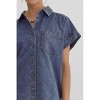 Women's Stitched Button Down Short Sleeve Top - entro - 4 of 4