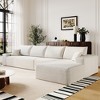 TiramisuBest 107" Cloud Sectional Sofa with Ottoman, Modern Minimalist U-Shaped Deep Seat Couch, Plush Corduroy Upholstery, No Assembly, White - 3 of 4