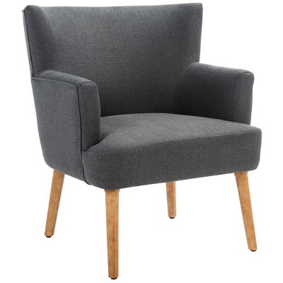 Mid-Century Chic Dark Grey Faux Leather Accent Chair