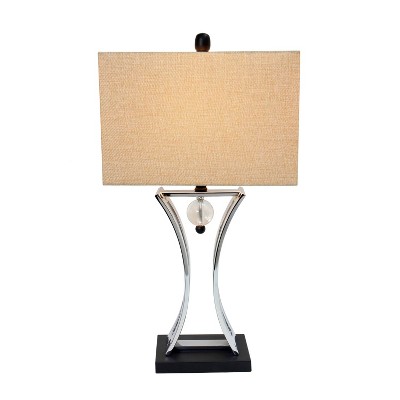 Matte Black and Satin Nickel Hourglass Table Lamp