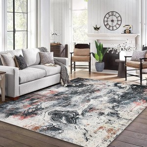 Modern Abstract Rugs, Machine Washable Area Rug, Non Slip Backing, Soft Floor Covering, Contemporary Carpet for Living Room & Bedroom - 1 of 4