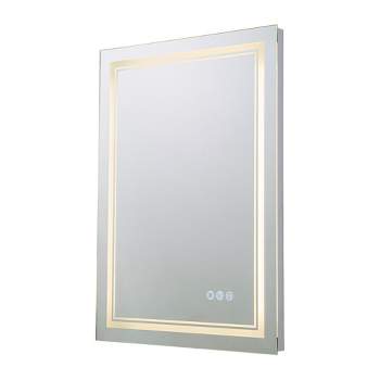 C Cattleya 23.75 in.Rectangular Frameless Anti-Fog Color Changing Dimmable LED Light Wall Bathroom Vanity Mirror Front Light