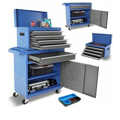 Black 5 Drawer Rolling Tool Chest, Portable Rolling Tool Box With Drawers & Wheels, High Capacity Locking Tool Cart Organizer For Garage, Workshop,
