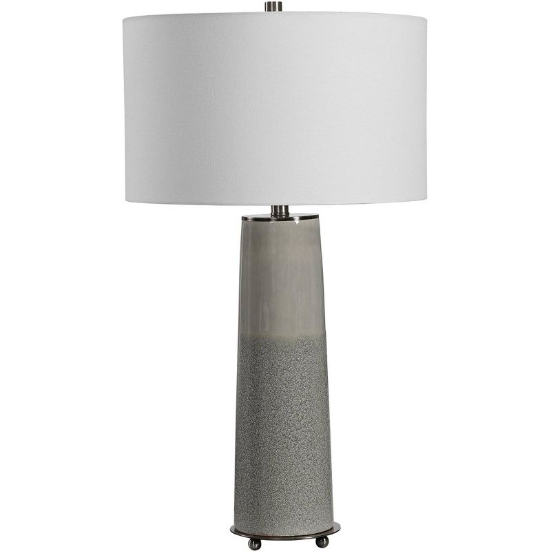 Uttermost Modern Table Lamp 30 3/4" Tall Light Gray Glaze Gloss Sheen Ceramic Off White Fabric Drum Shade for Living Room Bedroom, 1 of 2
