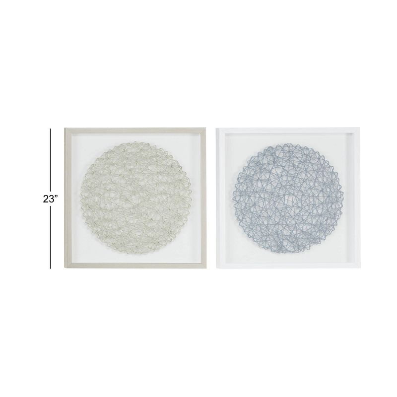 (Set of 2) 20&#34; Square Abstract String Art Shadow Box Wall Decor Silver/Gray - Olivia &#38; May, 3 of 5
