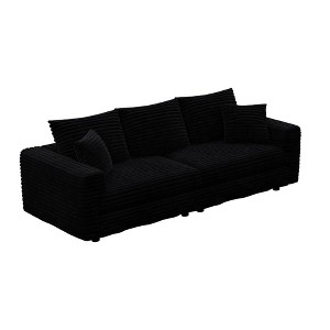 TiramisuBest 82.7" Plush Corduroy 3-Seat Sofa, Modern Deep Seat Cloud Couch with Soft Pillows, Convertible Lounge for Living Room,Beige - 1 of 4