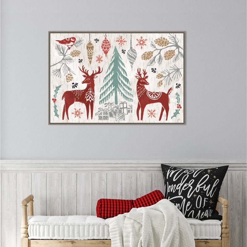 33&#34; x 22&#34; Woodcut Christmas I Framed Wall Canvas - Amanti Art, 6 of 11
