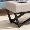 Modern Tufted Ottoman Bench with Upholstered Seat and Geometric Wood Base for Living Room -3irtyhousy - 3 of 4