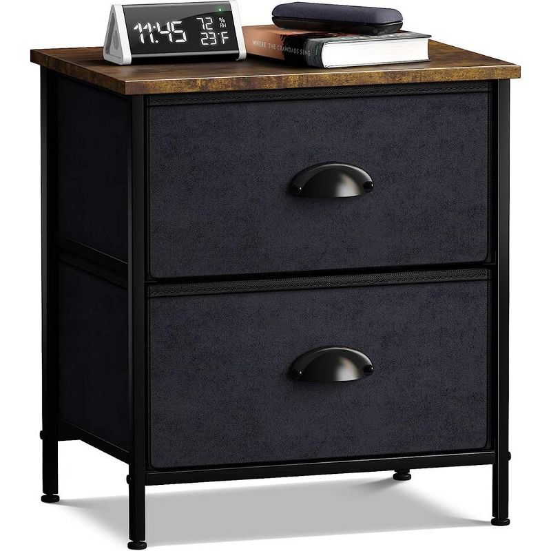 Sorbus Nightstand with 2 Drawers - Steel Frame, Wood Top & Easy Pull Fabric Bins - Great for Home, Bedroom, Office & College Dorm, 1 of 7