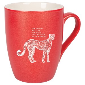 Elanze Designs 10 Ounce Ceramic Decorative Laser Engraved Giftable Novelty Tea Coffee Cup Mug Crimson Red Leopard Strength Agility Stealth Beauty - 1 of 4