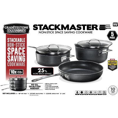 Granitestone Pro Stackmaster 10 Piece Aluminum Space Saving Nonstick ...