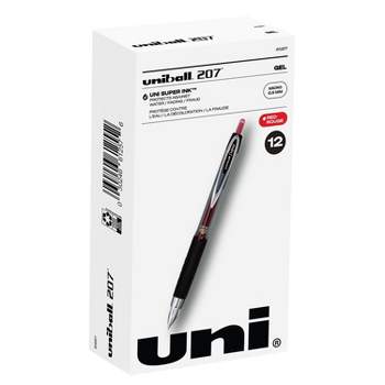 uni-ball uniball 207 Retractable Gel Pens Micro Point 0.5mm Red Ink Dozen (61257)