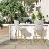 Okak Set of 2 Faux Leather Counter Height Bar Stools for Dining Rooms,Kitchen Island,Button Tufted Wing-Back Chairs with Golden Legs - 3 of 4