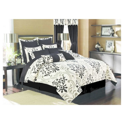 Jasmine 7 Piece Comforter Set- Gray (King)