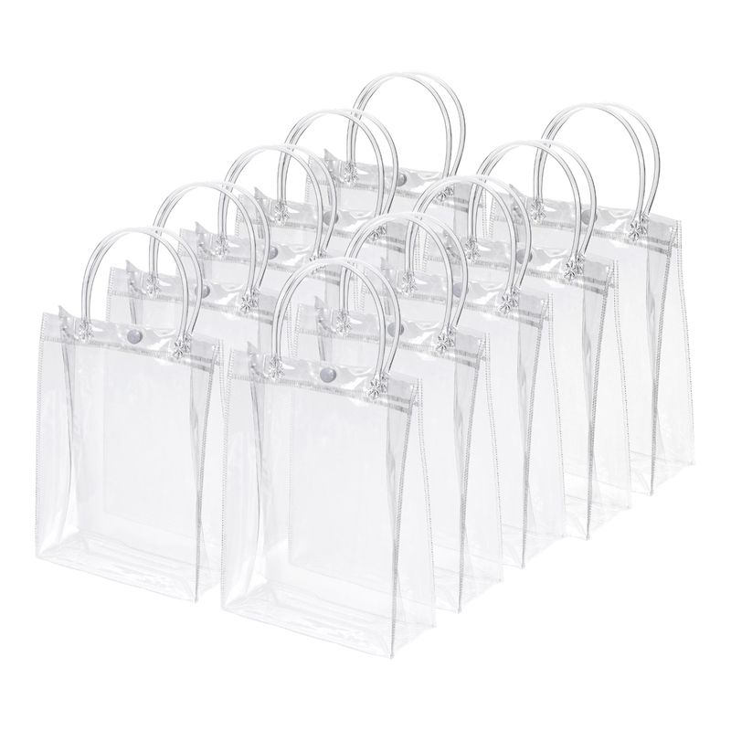 Unique Bargains Party Wedding Reusable Mini PVC Plastic Gift Wrap Tote Bag with Handles Clear 6.3" x 5.9" x 2.8" 25 Pack, 1 of 6