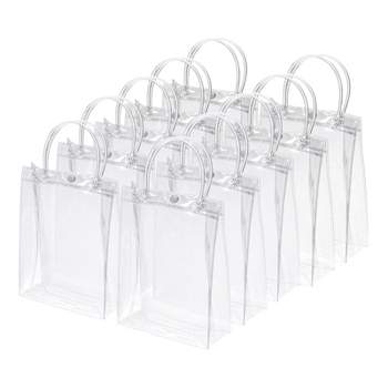 Unique Bargains Party Wedding Reusable Mini PVC Plastic Gift Wrap Tote Bag with Handles Clear 6.3" x 5.9" x 2.8" 25 Pack
