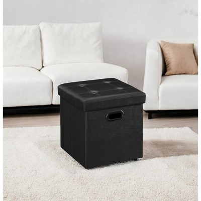 15" Ottoman with Storage, Folding Footstool, Storage Ottoman Bench, Cube Storage Chest Bedroom Bench with Storage 660 lb Load Capacity